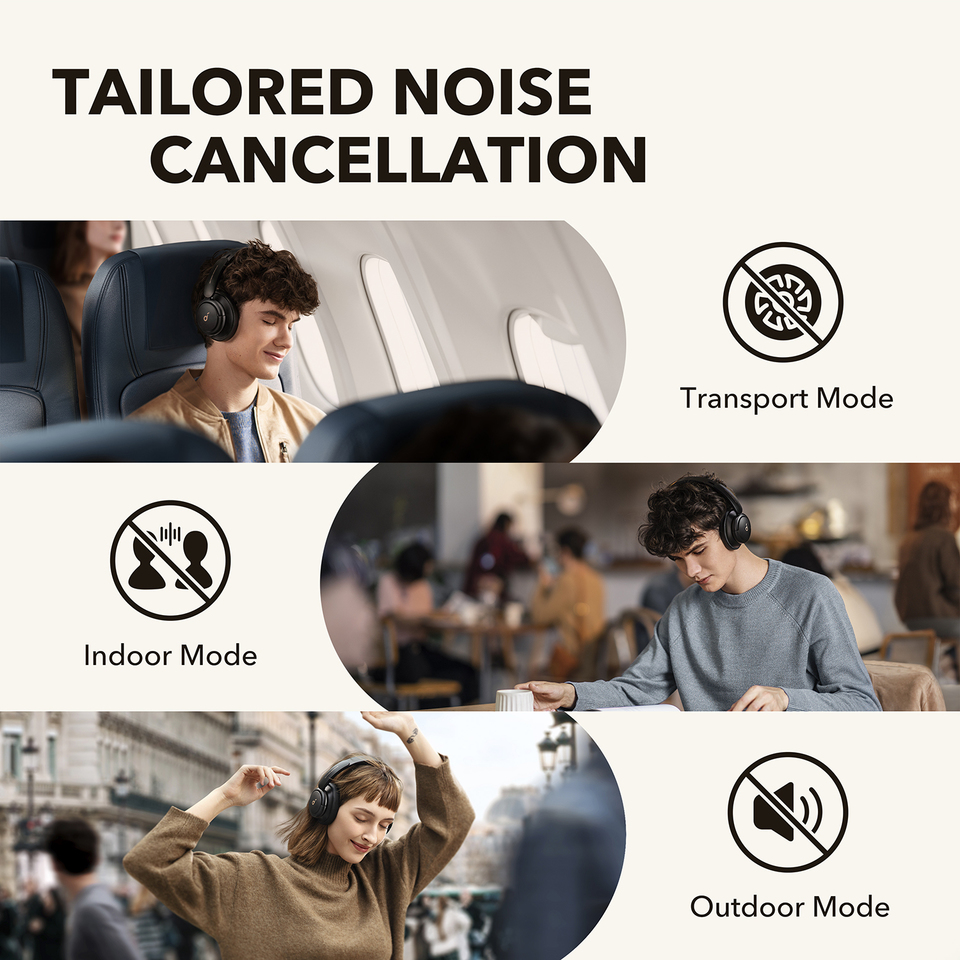 Anker A3028H11 Soundcore Life Q30 Bluetooth Wireless Headphones with Active Noise Cancelling - Black
