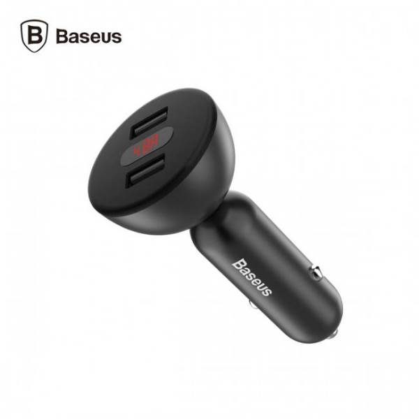 Baseus Shake-head Digital Display Car Charger - Black