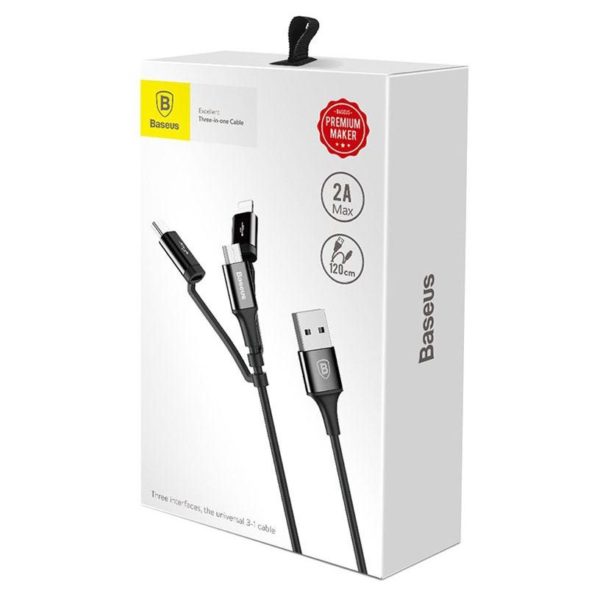 BaseusThree-in-one Cable USB For Micro/Light./TypeC 1.2M BLK