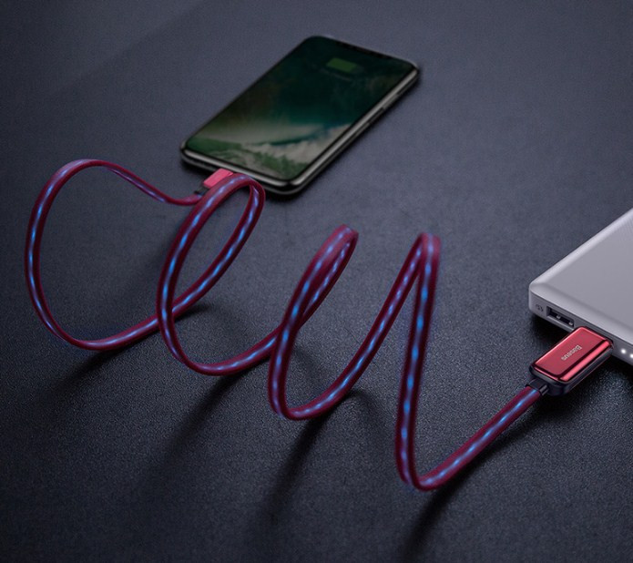 Baseus Glowing Data cable USB For Lightning Red