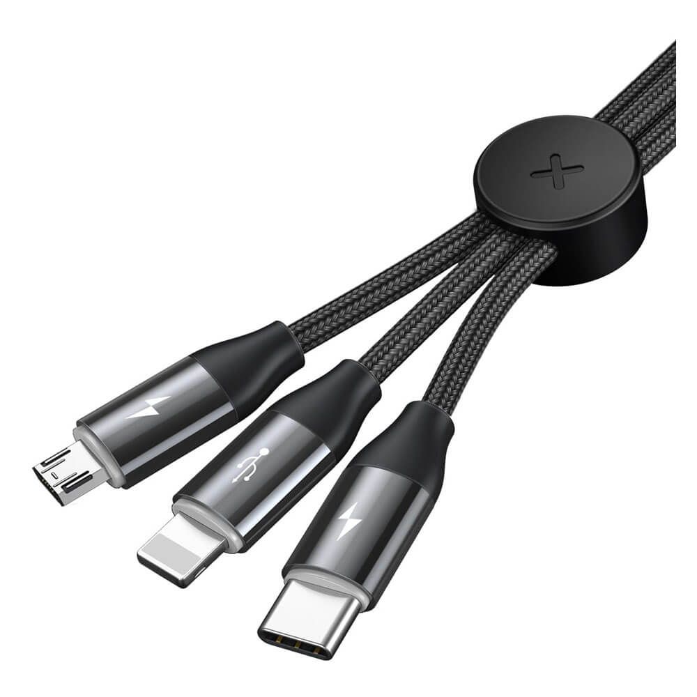 Baseus Car Co-sharing Cable USB For M+L+T 3.5A 1m Black