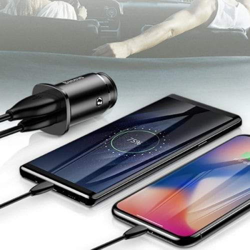 Baseus Square metal A+C 30W PPS Car Charger(PD3.0,QC4.0+SCP,AFC) Black