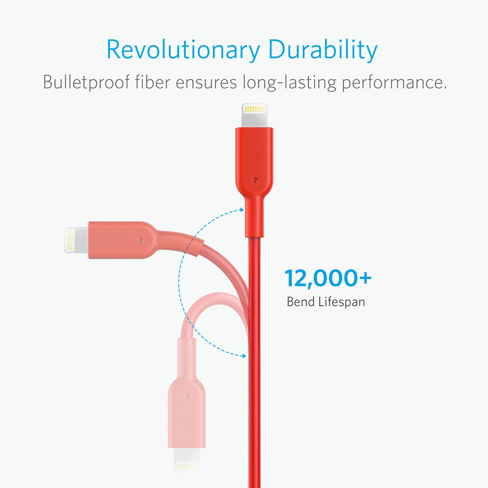 Anker Powerline II with lightning Connector 6ft Red