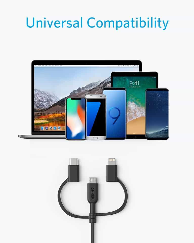 Anker powerline II USB-A to 3 in 1 charging cable