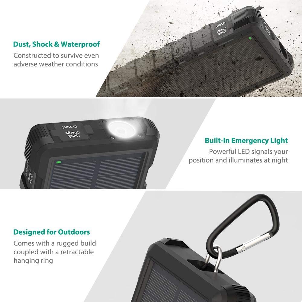 RAVPower 25000mAh Solar Power - BLACK 