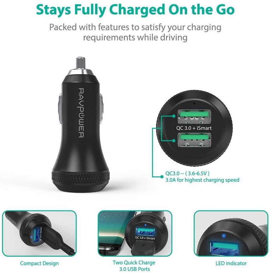 RAVPower TURBO 40W 2-Port Car Charger