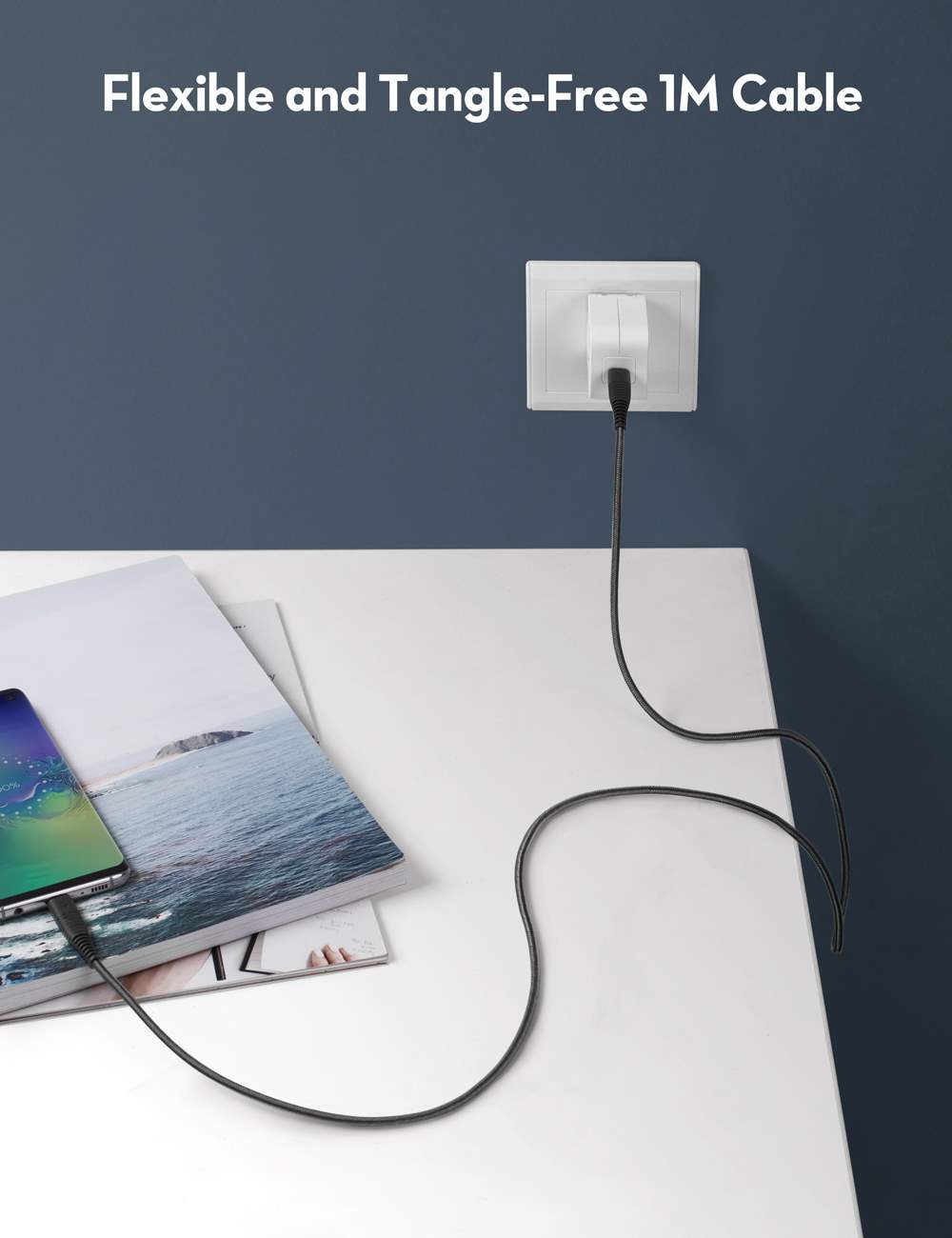 RAVPower TYPE-C TO TYPE-C 3.3FT/1M CABLE -BLACK