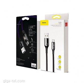 Baseus C-shaped Light Intelligent power-off Cable USB For Type-C 3A 1M Black