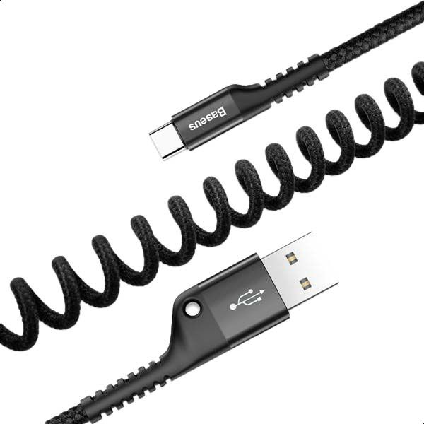 Baseus Fish-eye Spring Data Cable USB For Type-C 2A 1M Black
