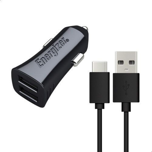 Energizer Car Charger  3.4A 2USB BK +TYPE C2.0 Cable