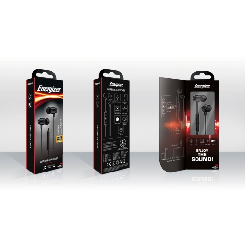 Energizer Metal Wired Earphones Black