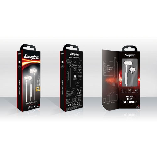 Energizer Metal Wired Earphones White