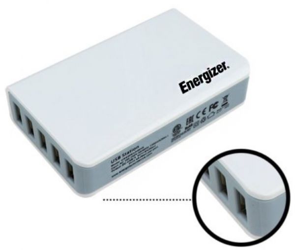 Energizer Smart Multiport USB Charger 8A 5 Usb Port  UK Plug White