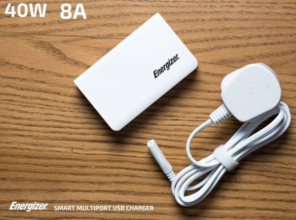 Energizer Smart Multiport USB Charger 8A 5 Usb Port  UK Plug White
