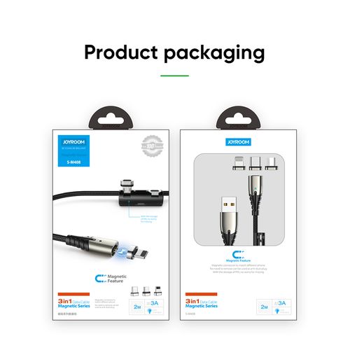 Joyroom 3 in 1 Data Cable Magnetic Black S-M408