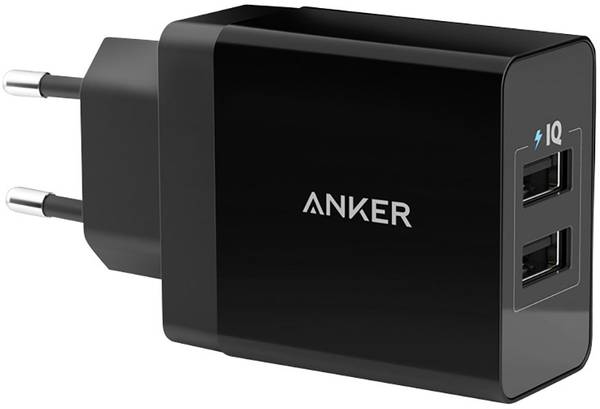 Anker PowerPort+ 2-Port USB Charger Black + 3ft mi