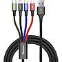 Baseus Fast 4-in-1 Cable For lightning+Type-C(2)+Micro 3.5A 1.2M Black