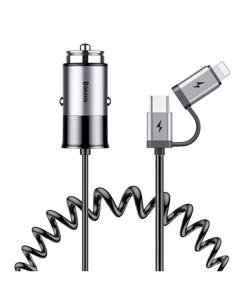 Baseus Enjoy Together 2-in-1 Car Charger- Dark Gray