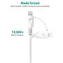 RAVPower 1*3ft/0.9m+1*6ft/1.8m USB Cable with lightning Connector Charge & Sync - White