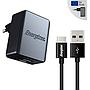 ENERGIZER WALL CHARGER 3.4A 2USB EU +USB-C2.0 Cable BLACK