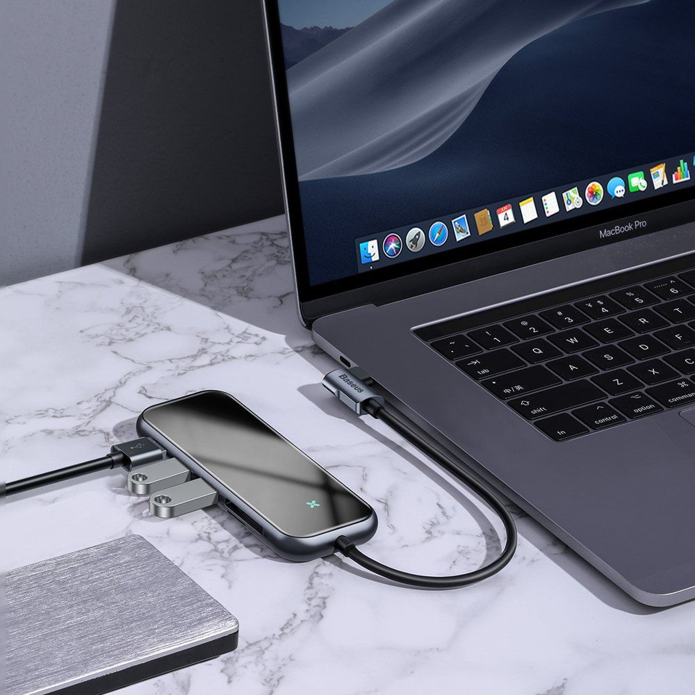 Baseus Multi-functional HUB (Type-C to 3xUSB3.0+HD4K+SD/TF+PD) Deep gray