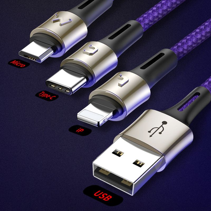 Baseus caring touch selection 1-in-3 USB cable Black