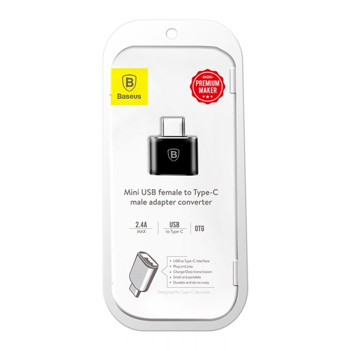 Baseus USB Female To Type-C Male Adapter Converter Black