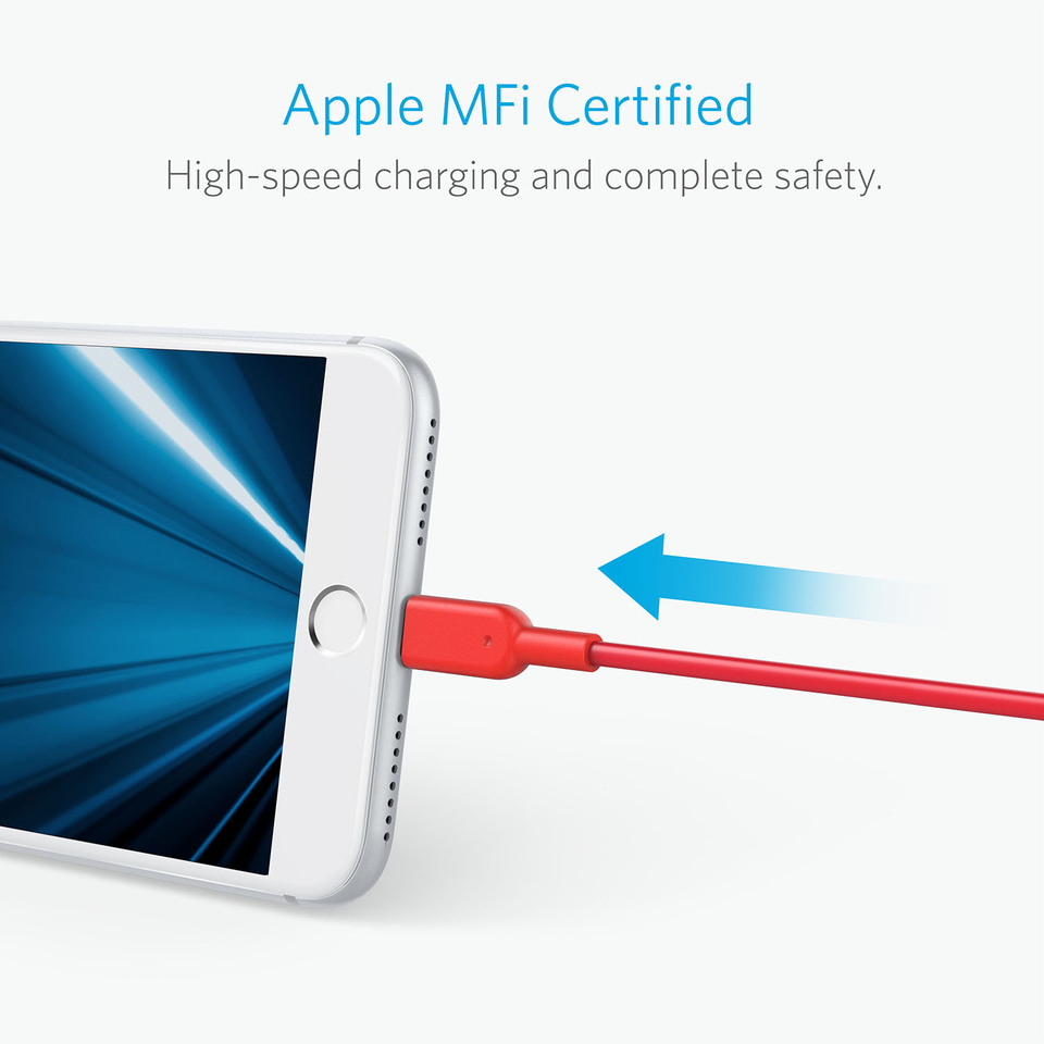 Anker Powerline II with lightning Connector 6ft Red