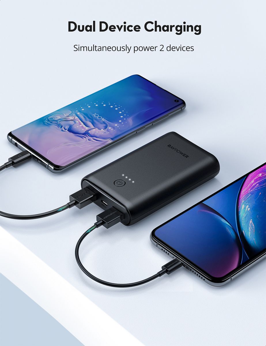 RAVPower 10050mAh QC 18W 2-PORT POWERBANK - Black