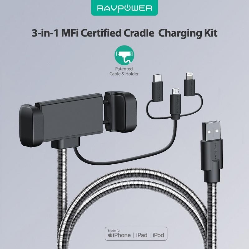 RAVPower 3-in-1 Cradle Charging Kit Charge &amp; Sync