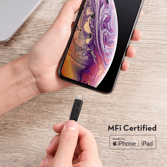 RAVPower 1M NYLON TYPE-C TO LIGHTNING CABLE - BLACK