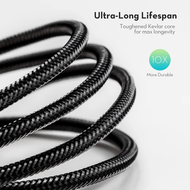 RAVPower 1M NYLON TYPE-C TO LIGHTNING CABLE - BLACK