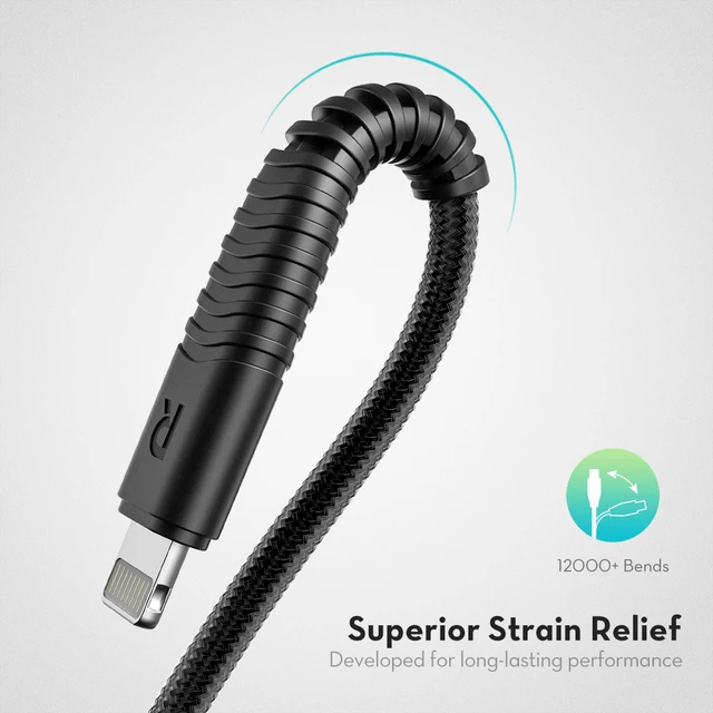 RAVPower 1M NYLON TYPE-C TO LIGHTNING CABLE - BLACK