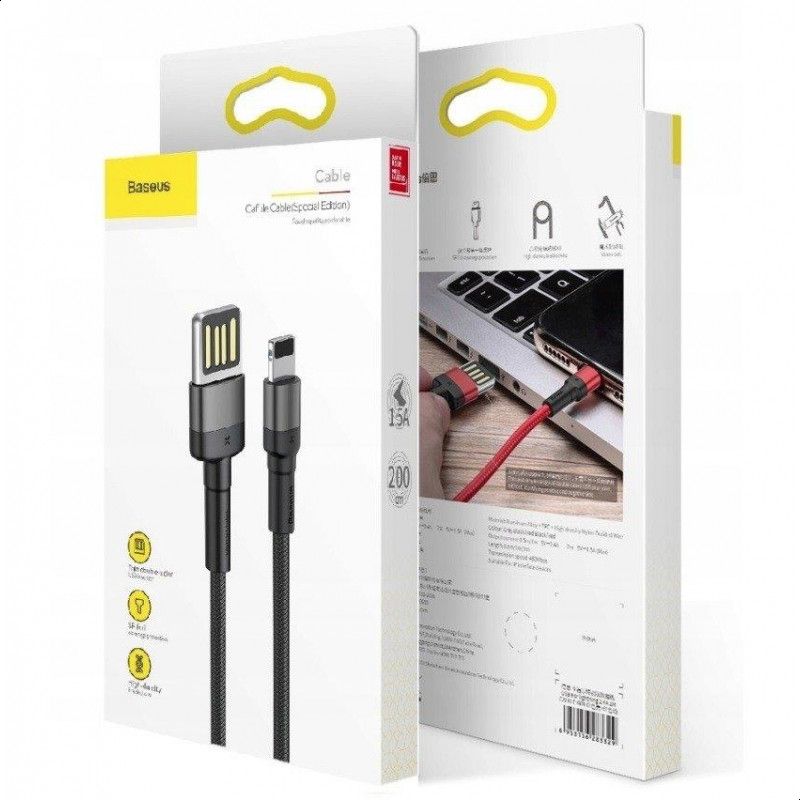 Baseus Cafule Cable（special edition）USB For iP 1.5A 2M Grey+Black