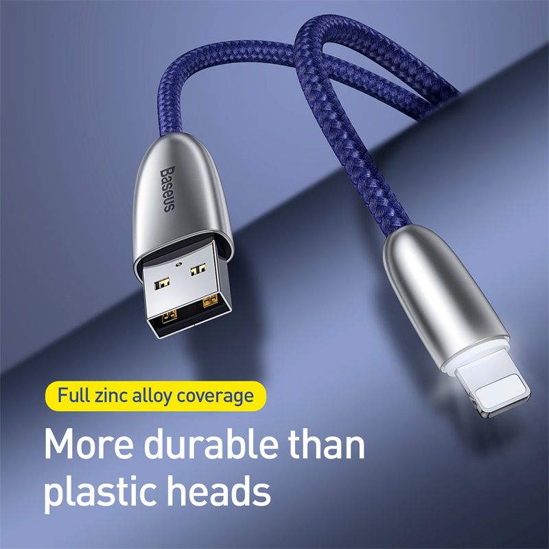 Baseus Torch Series Data Cable USB for iP 2.4A 1m Black(With lamp)