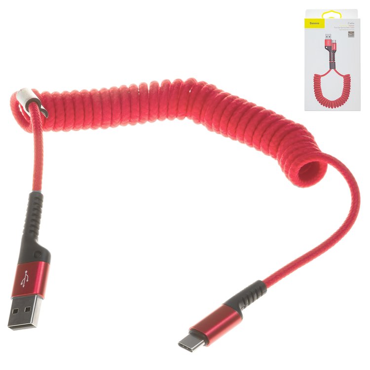 Baseus Fish-eye Spring Data Cable USB For Type-C 2A 1M Red