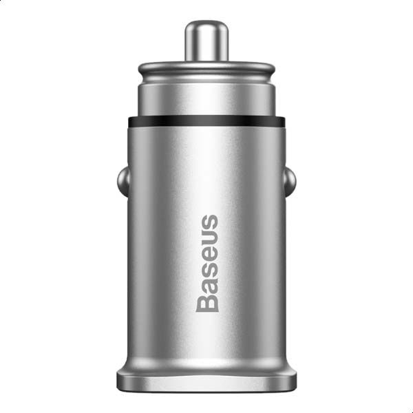 Baseus Square metal A+A 30W Dual QC3.0 Quick Car Charger(QC3.0,SCP,AFC) Silver
