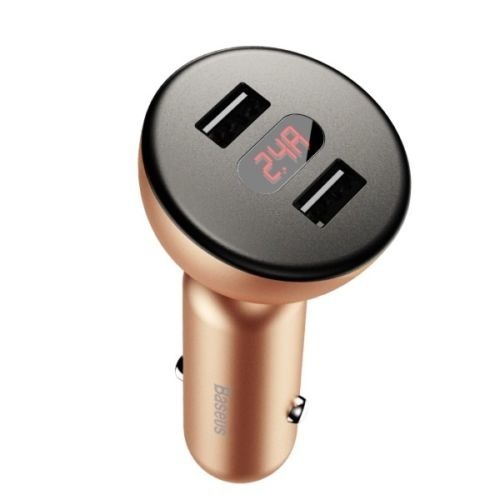 Baseus Shake-head Digital Display Car Charger - Gold